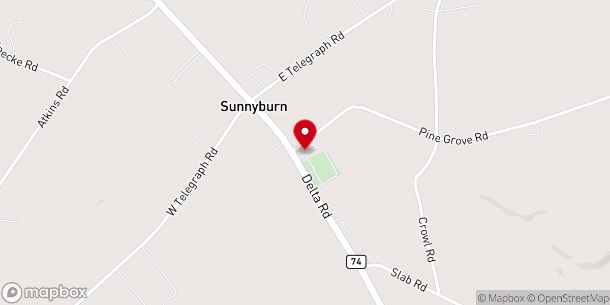 Map showing location of Pine Grove Presbyterian Church