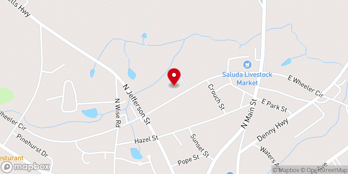 Map showing location of Saluda Baptist Church