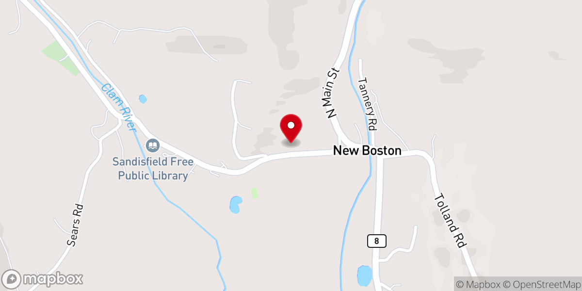 Map showing location of New Boston Congregational Church