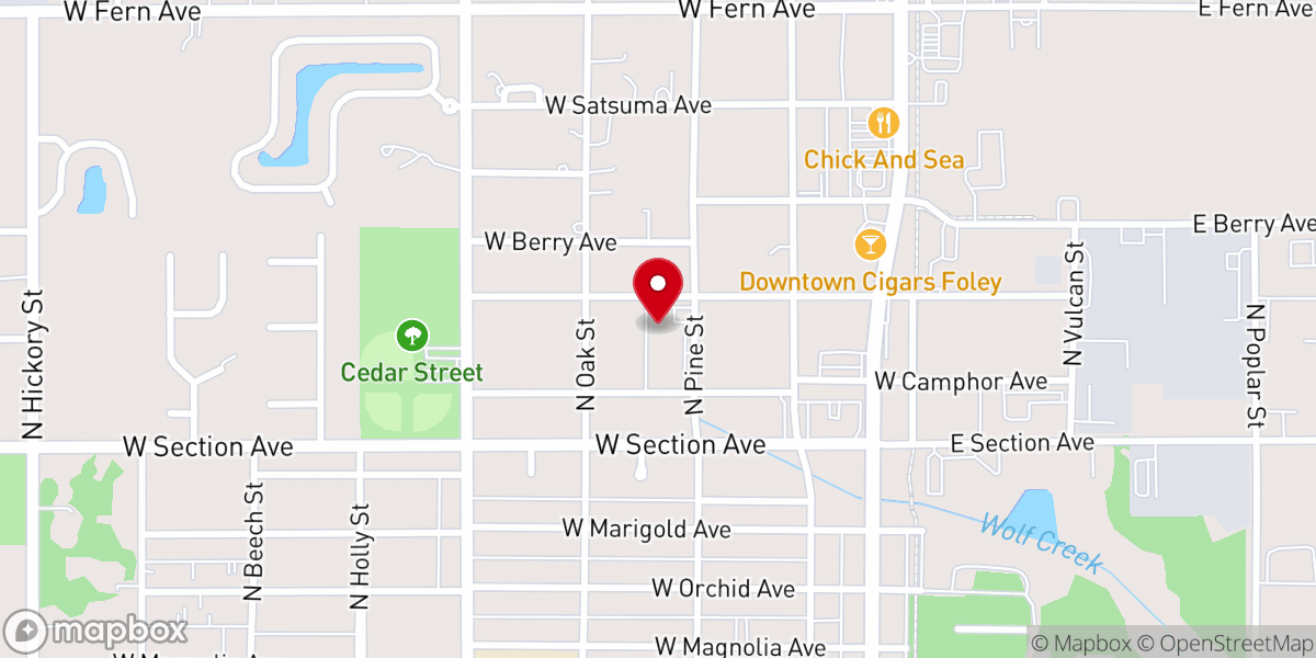 Map showing location of Foley United Methodist Church