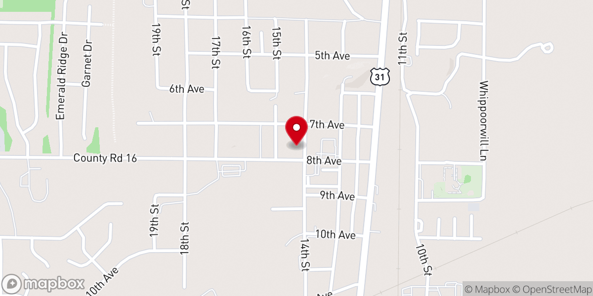 Map showing location of Northside Baptist Church