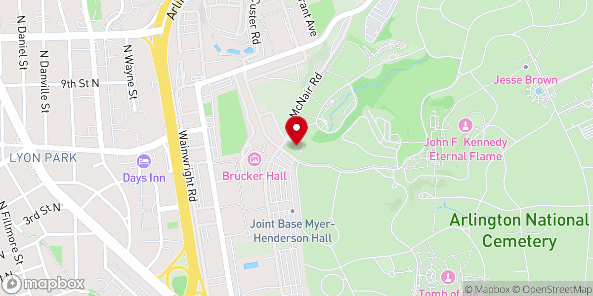 Map showing location of Fort Myer Old Post Chapel