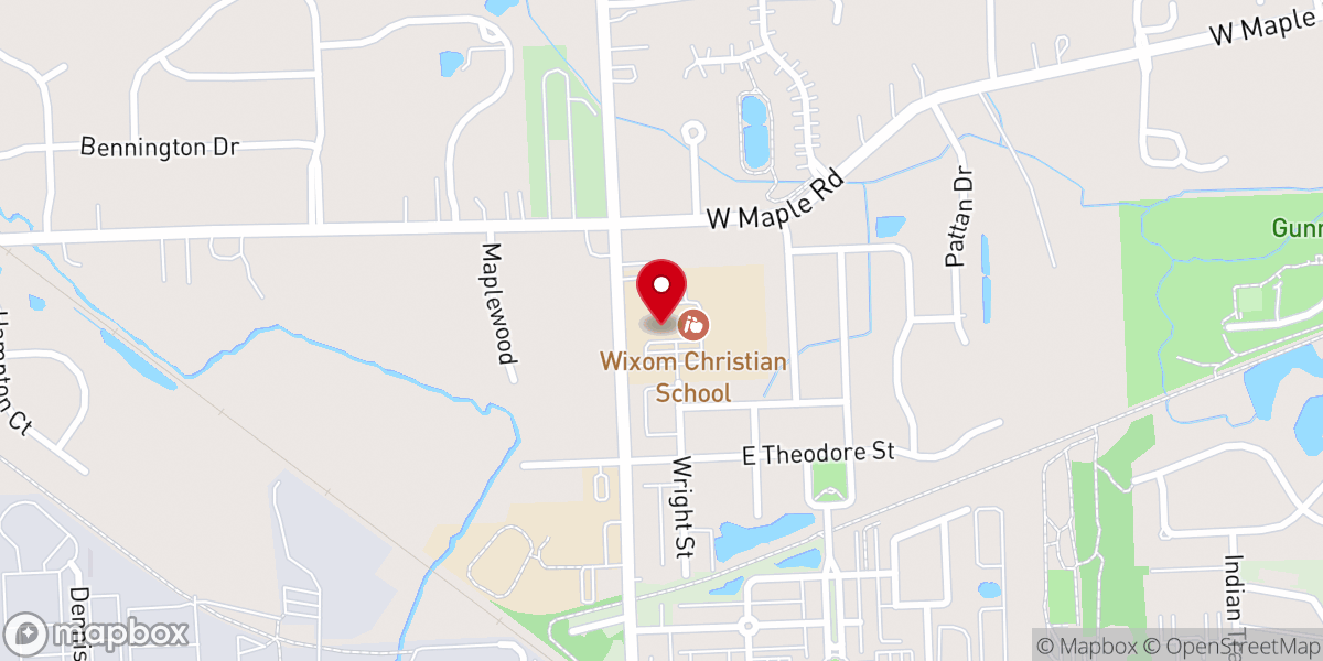 Map showing location of Wixom Christian School