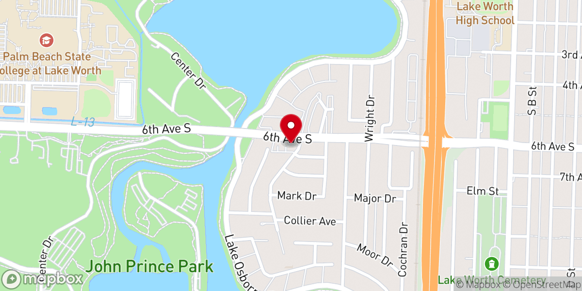 Map showing location of Lake Osborne Presbyterian Church