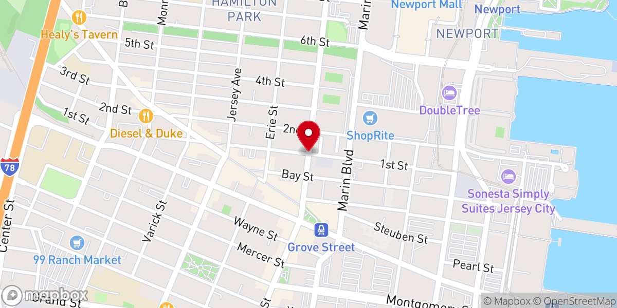 Map showing location of Yjp of Hoboken and Jersey City Inc