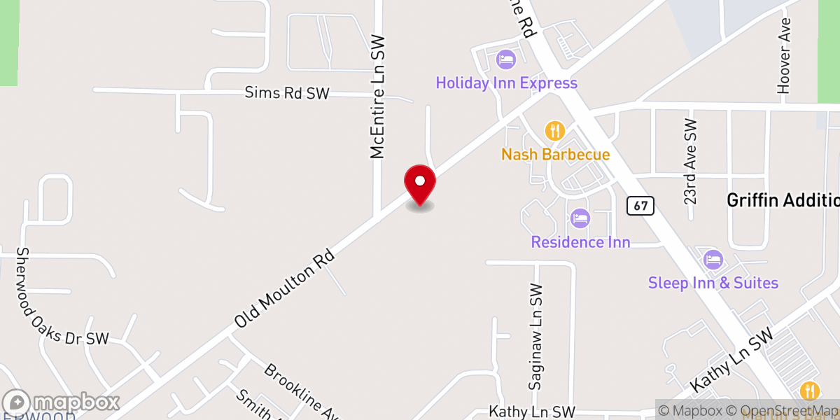 Map showing location of Old Moulton Road Baptist Church