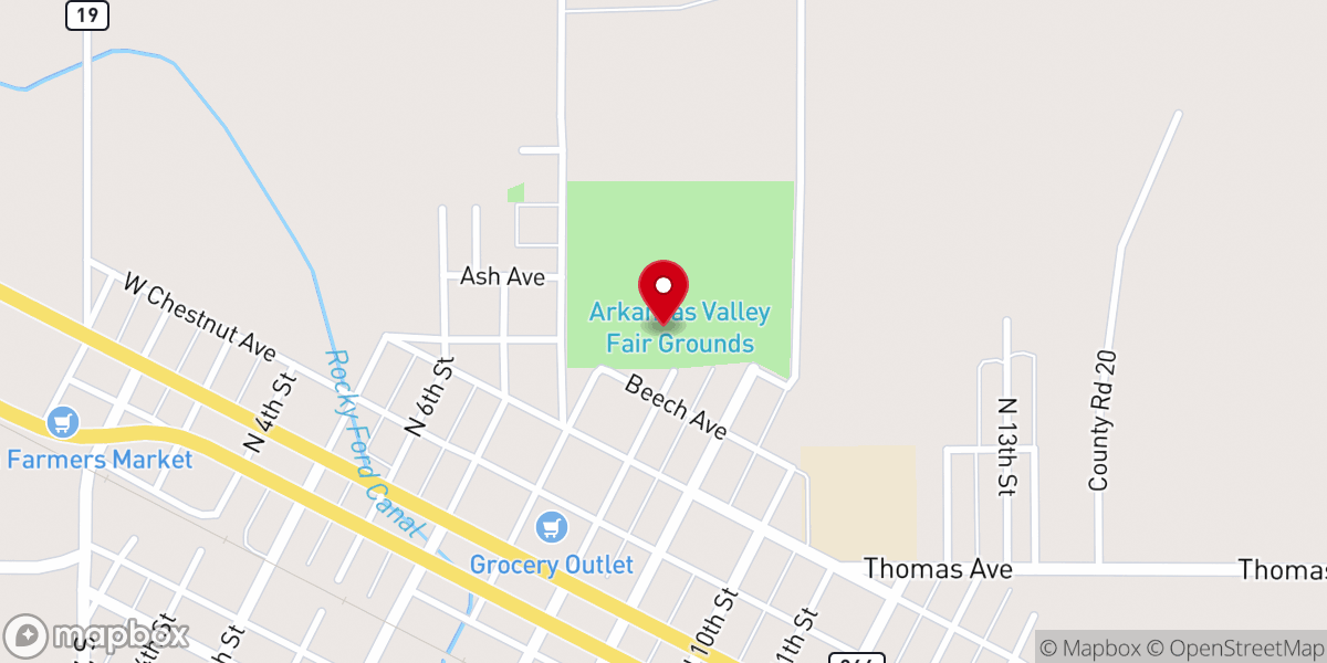 Map showing location of Arkansas Valley Fair Grounds