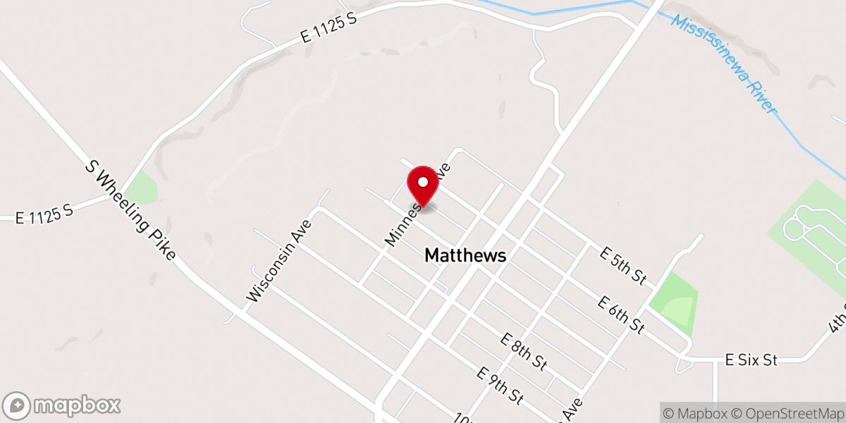 Map showing location of First Community Church of Matthews, IN