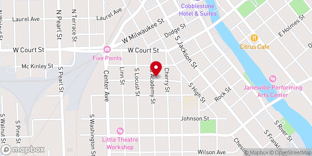 Map showing location of Prophetic Word Ministries Rock County Prayer Center