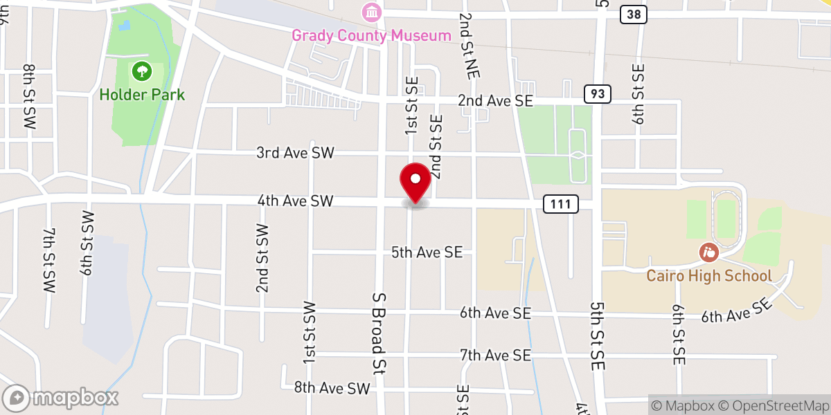Map showing location of Cairo Presbyterian Church