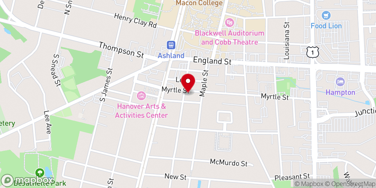 Map showing location of Ashland Presbyterian Church