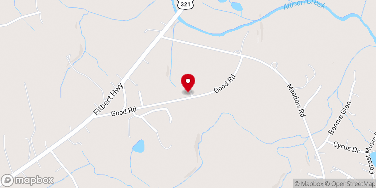 Map showing location of Allison Creek Church