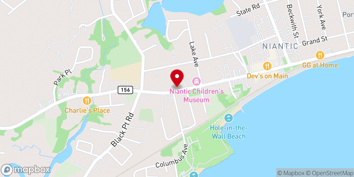 Map showing location of Christ Presbyterian Church East Lyme
