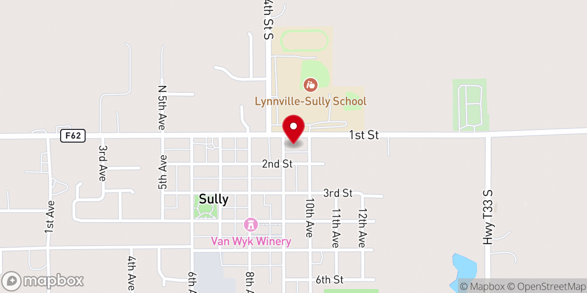 Map showing location of Sully Christian Reformed Church