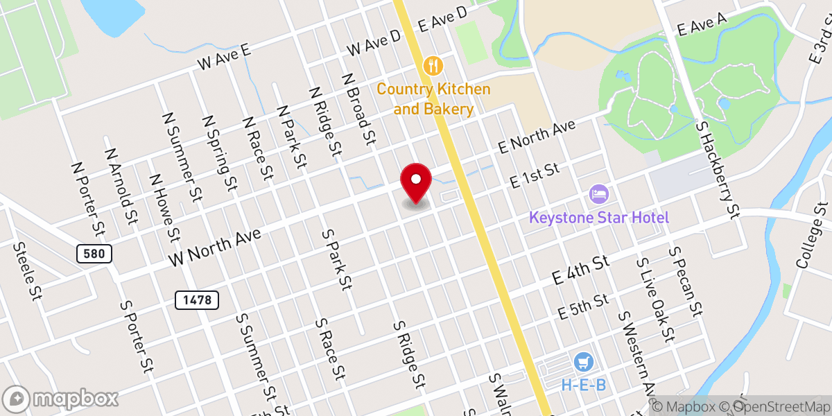 Map showing location of First Street Church of Christ