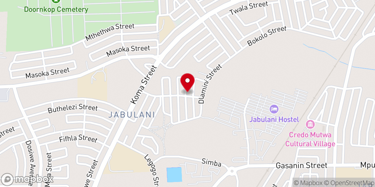 Map showing location of Christ Embassy Jabulani Church