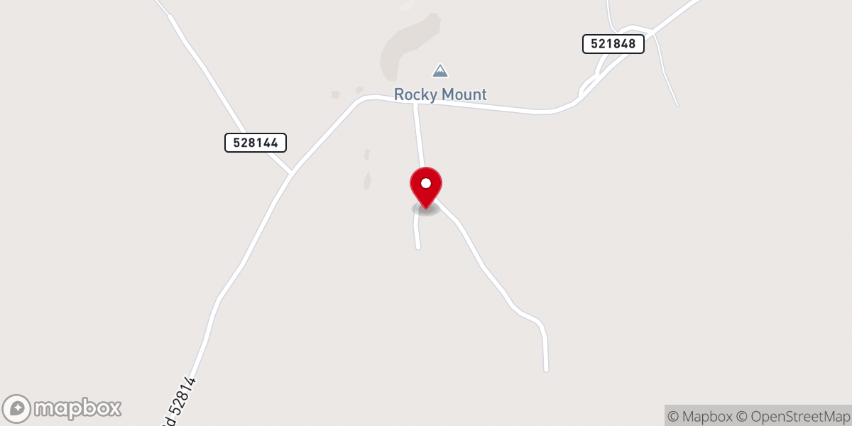 Map showing location of Big Rocky Mount Church