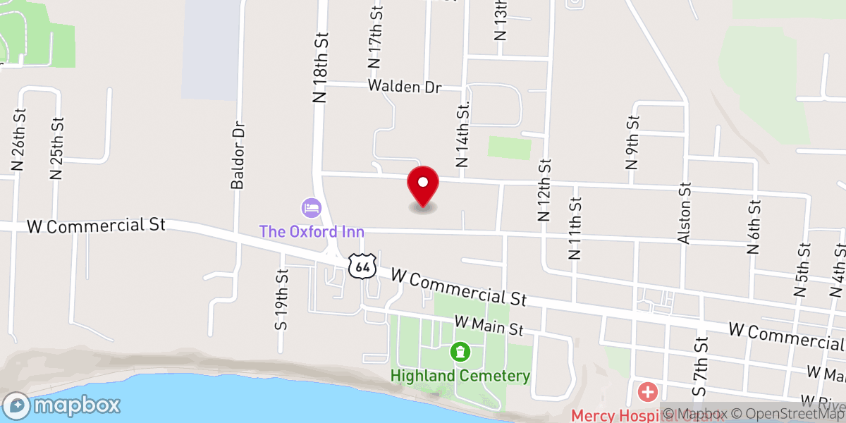 Map showing location of Calvary Baptist Church