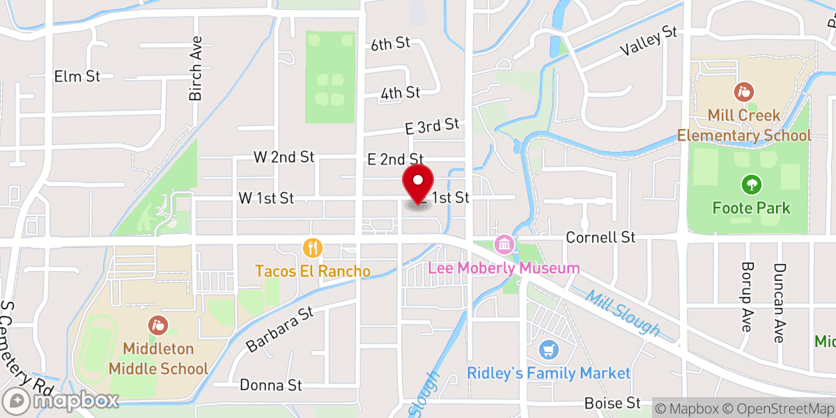 Map showing location of Middleton First Baptist Church