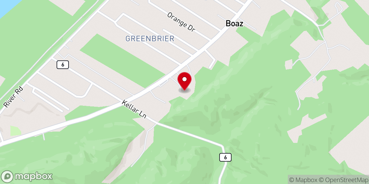 Map showing location of Boaz Baptist Church