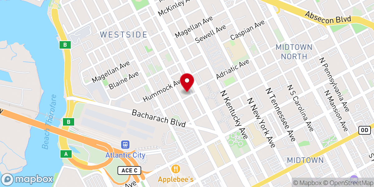Map showing location of Allen A.M.E. Church