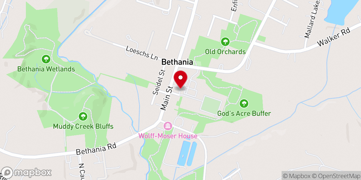 Map showing location of Bethania Moravian Church