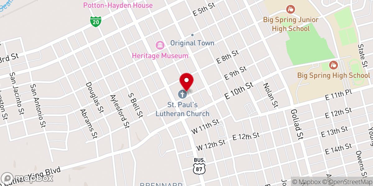 Map showing location of St Paul Lutheran Church