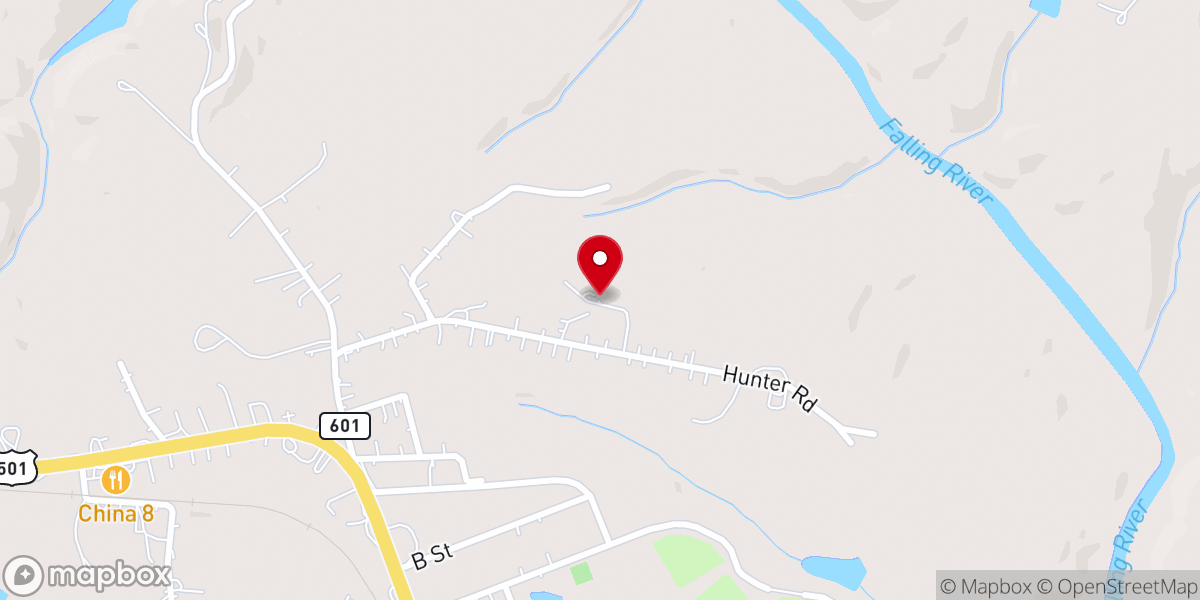 Map showing location of Brookneal Community Church