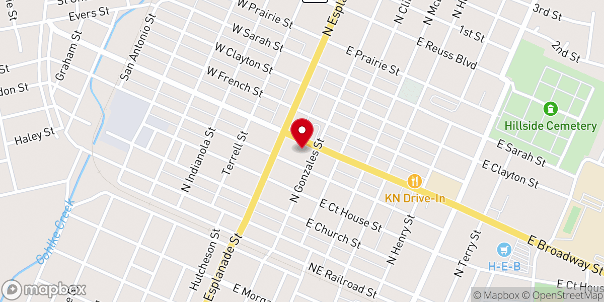 Map showing location of FBC Cuero