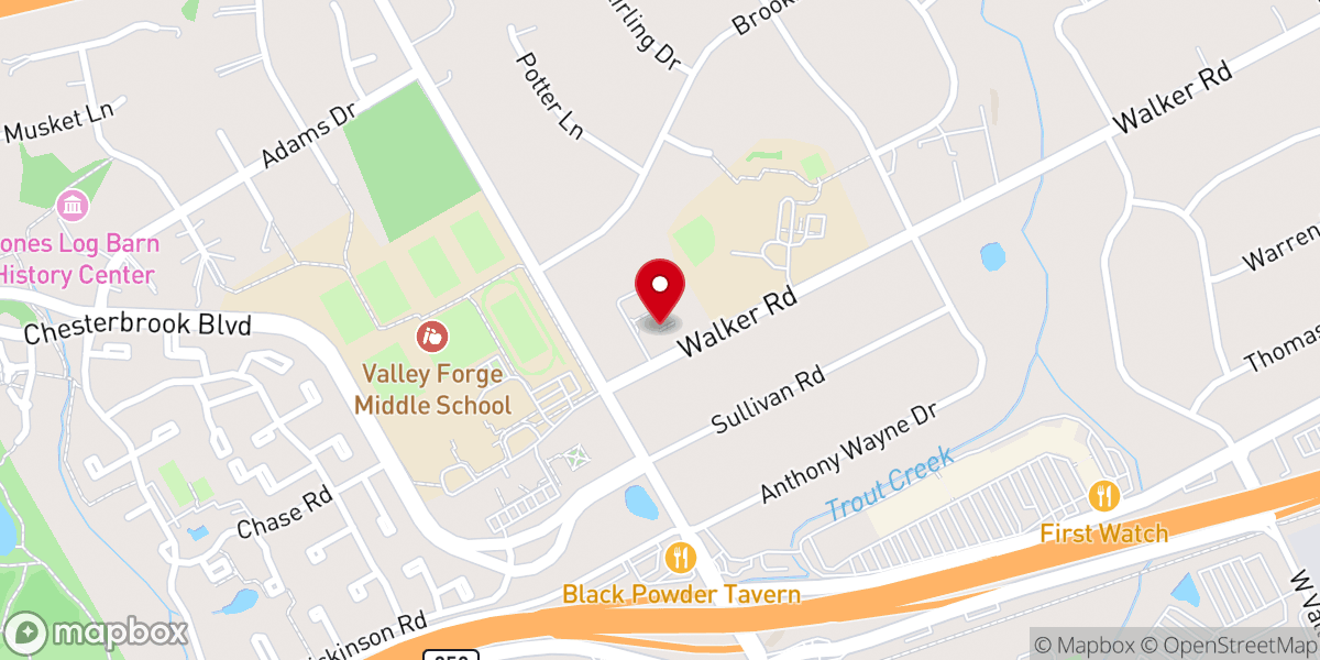 Map showing location of United Church of Christ at Valley Forge
