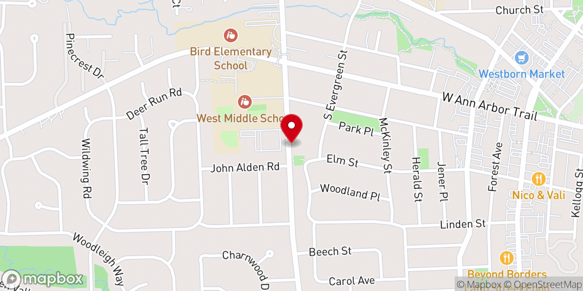 Map showing location of Northridge Church