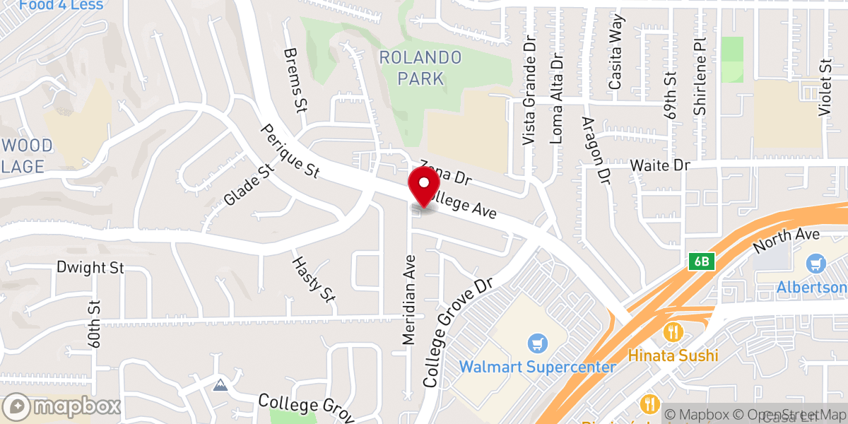 Map showing location of Livingstone Chinese Christian Church of San Diego