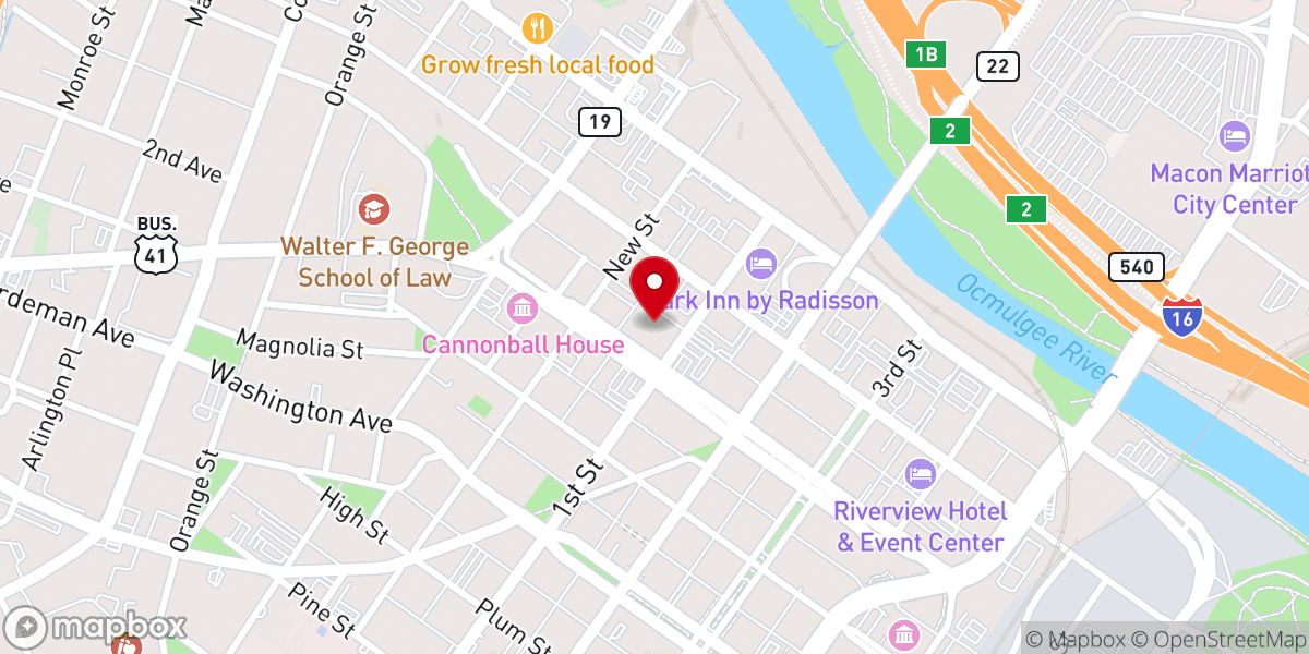 Map showing location of Mulberry Street United Methodist Church