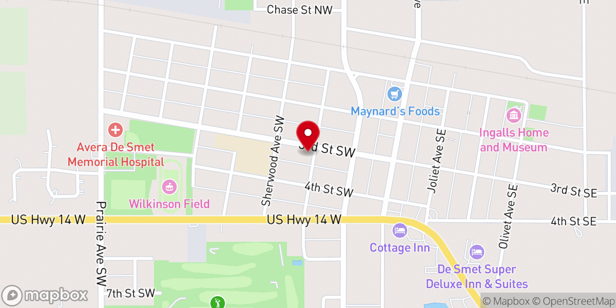 Map showing location of De Smet United Methodist Church