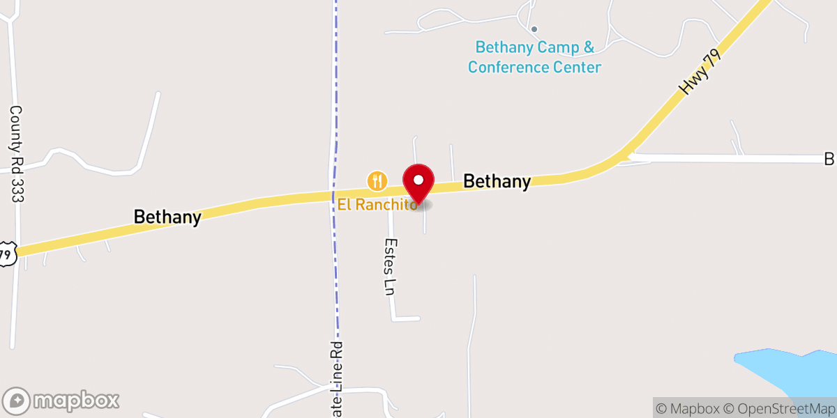 Map showing location of Bethany Baptist Church
