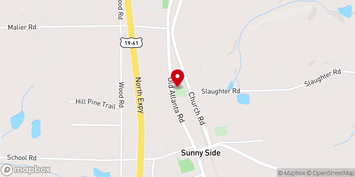 Map showing location of Sunny Side United Methodist Church