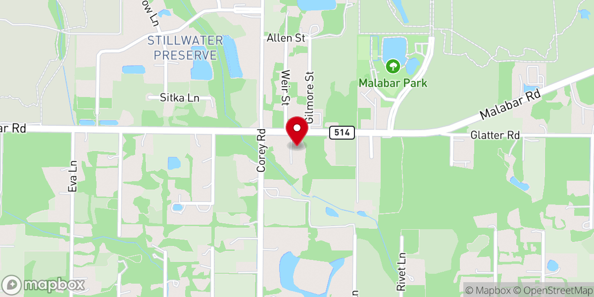 Map showing location of First Baptist Church of Malabar