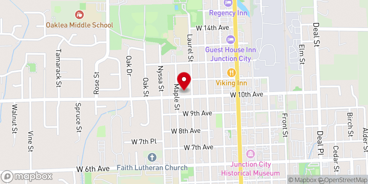 Map showing location of Junction City United Methodist Church
