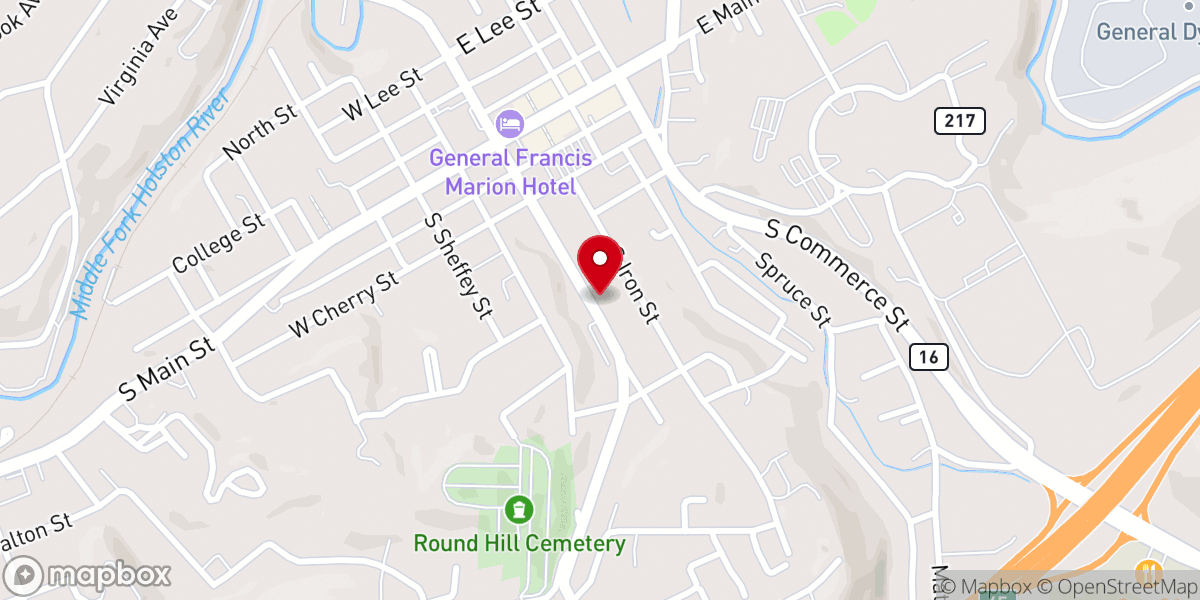 Map showing location of Youngs Chapel