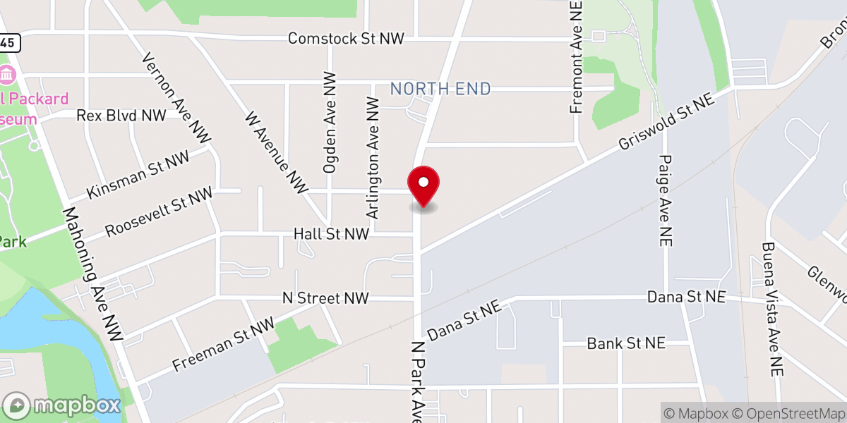 Map showing location of North Park Baptist Church
