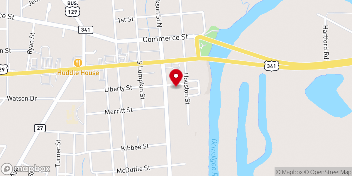 Map showing location of First Congregational Holiness Church