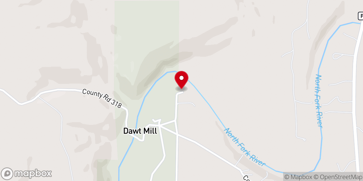 Map showing location of dawt mill church
