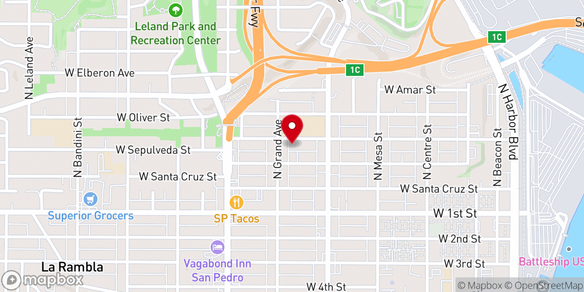 Map showing location of St Peter Catholic Church (San Pedro)