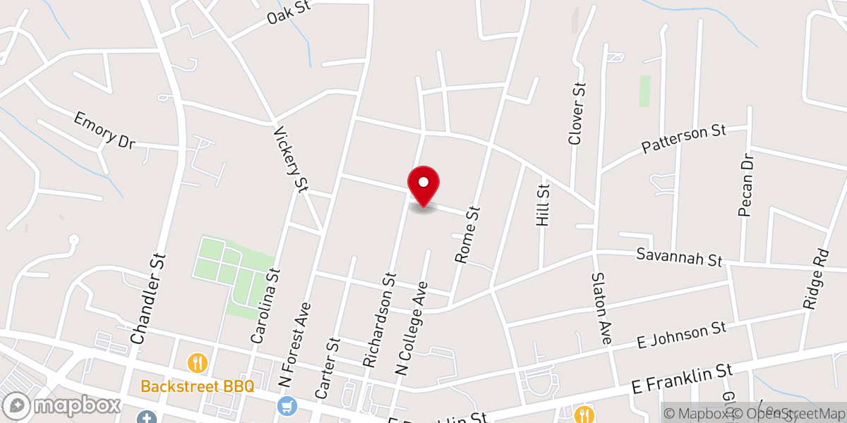 Map showing location of Hartwell First Baptist