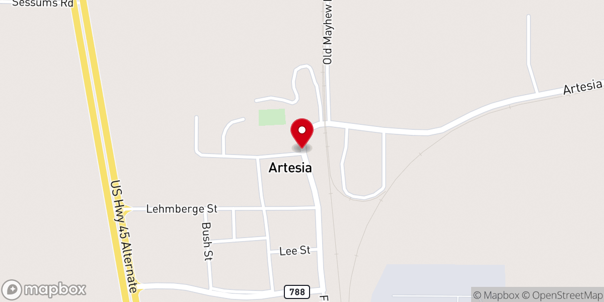 Map showing location of Artesia United Methodist Church