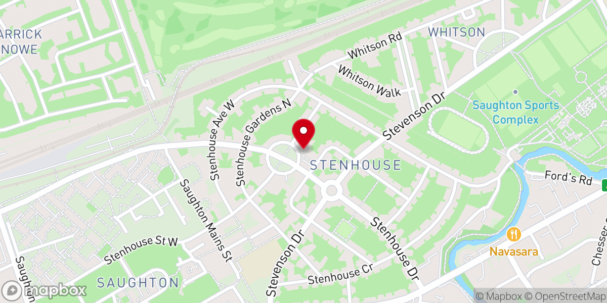 Map showing location of Stenhouse Baptist Church