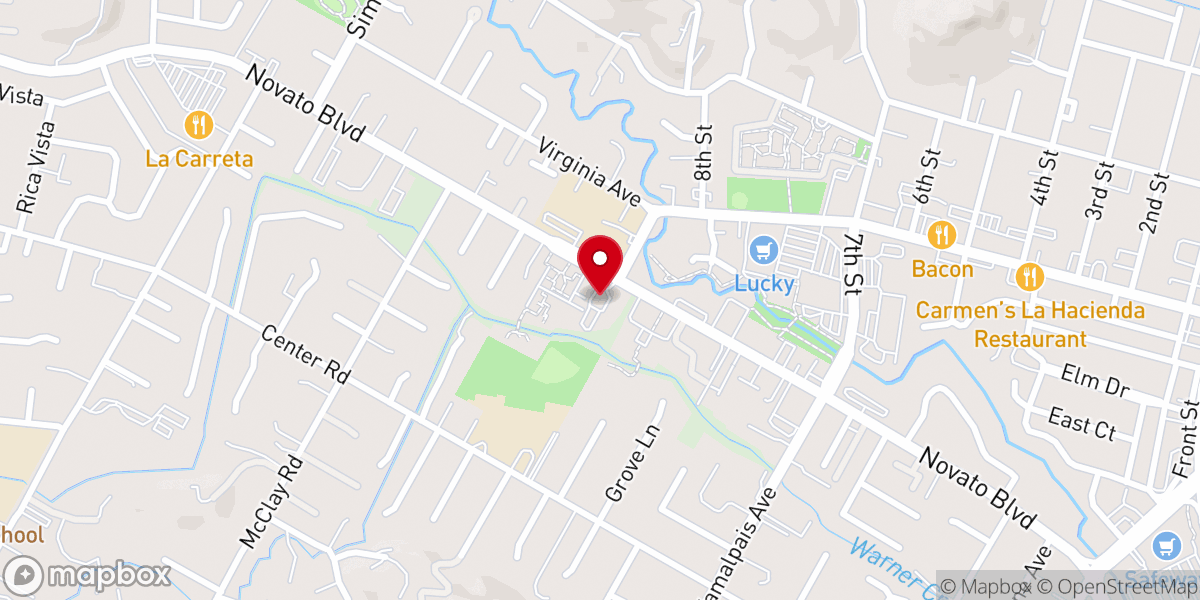 Map showing location of Keaton’s Redwood Chapel of Marin