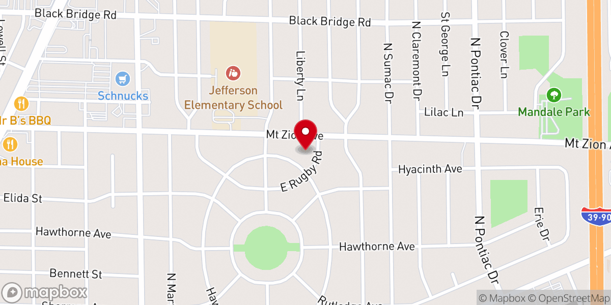 Map showing location of Mt Zion United Methodist Church