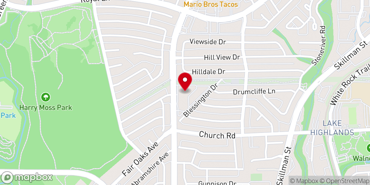 Map showing location of Eastside Community Church