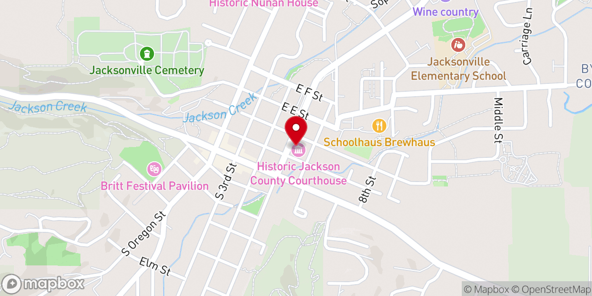 Map showing location of Historic Jackson County Courthouse